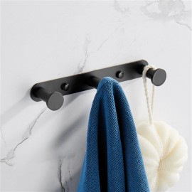 Bathroom Accessories Towel Hook Matte Black Stainless Steel Towel Robe Coat Rack Rows of Three Hooks for Home Storage Organization,Hallway,Foyer,Wall Mounted KJQ010-3HEI
