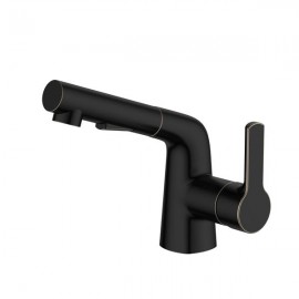 Pull-Out ORB Matte Black Copper Coating Bathroom Basin Faucet Mixer Tap Single Handle Pull-Down Art Basin Faucet KJZY10ORB