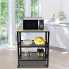 3-Tier Kitchen Microwave Cart, Rolling Kitchen Utility Cart, Standing Bakers Rack Storage Cart with Metal Frame for Living Room White