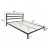 Square Horizontal Bar Head of Bed Iron Bed Queen Size Black