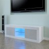 LED Two Door TV Cabinet White Gray Color Contrast