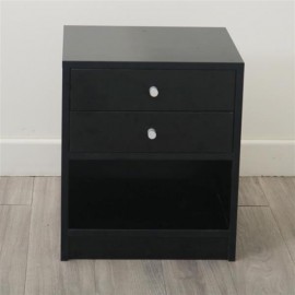 40 x 36 x 47cm Round Handle Night Stand with Two Drawer Black