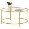 [90 x 90 x 45]cm Simple Single-Layer Round Frame Glass Surface Coffee Table Side Table 90 Round Gold