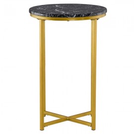 [40 x 40 x 60]cm Marble Simple Round Edge Table Black